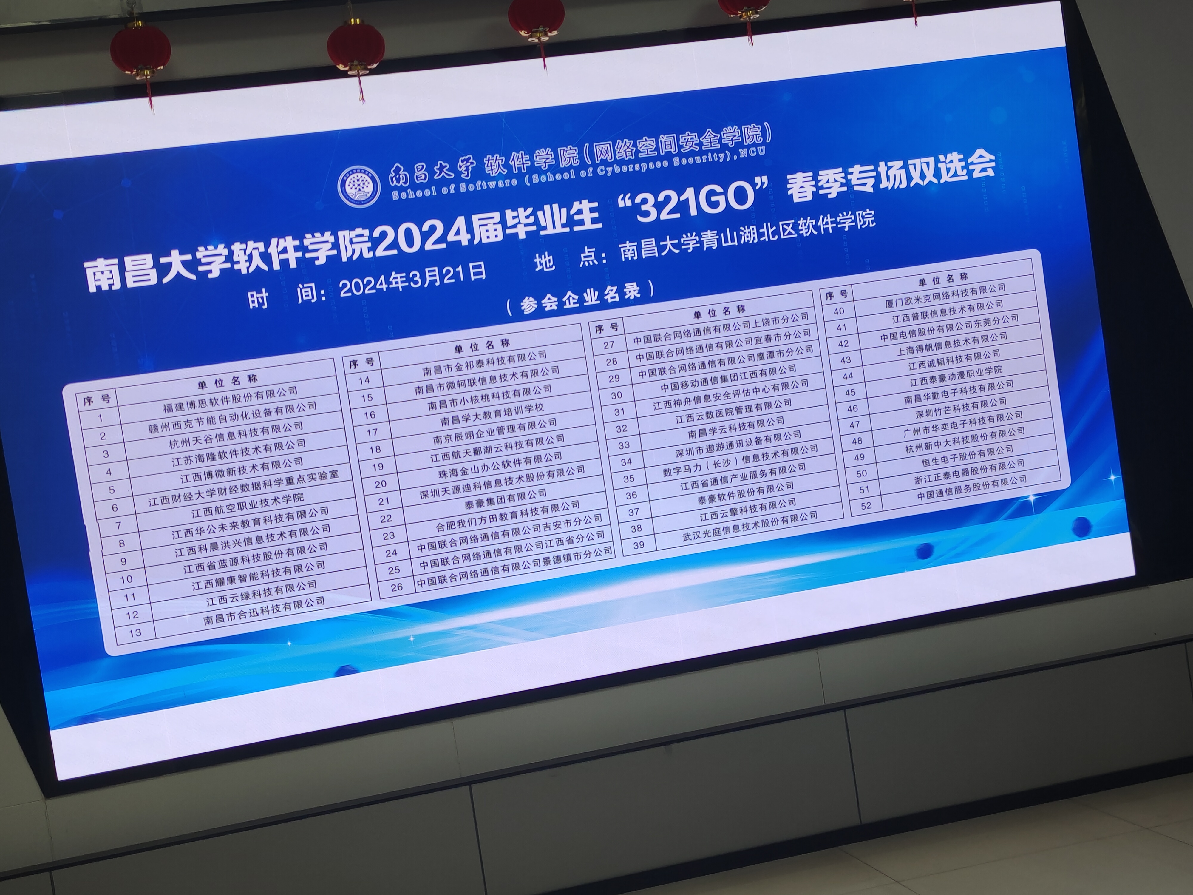 南昌大学软件学院 2024 届毕业生 321 GO 春季双选会